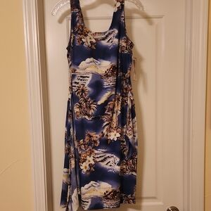 Hilo Hattie Blue and White Tropical Mini Dress